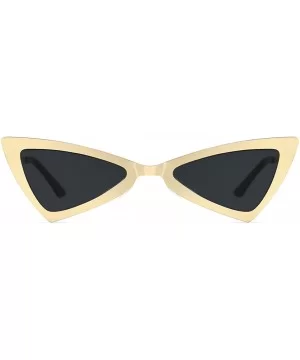 Vintage Cat Eye Sunglasses Triangle Shape for Women Designer Tinted Lenses Metal Frame - Black-gold - C418SAAN3Y0 $13.80 Cat Eye