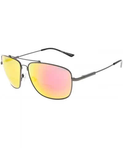 Memory Bifocal Sunglasses Bendable Titanium Reading Sunglasses - Gunmetal Frame Red Mirror - CF180346LS0 $18.28 Rectangular