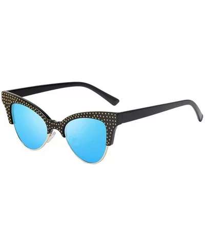 Sunglasses for Women Cat Eye Vintage Sunglasses Retro Glasses Eyewear UV 400 Protection - Blue - CO18QZGZSG0 $6.08 Oversized