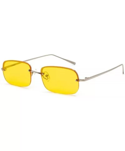 New fashion trend ocean film unisex small frame rectangular metal half frame sunglasses - Yellow - CY18TCYXUCL $9.50 Rectangular