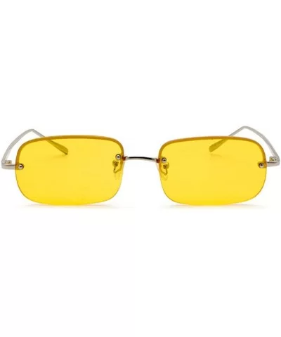 New fashion trend ocean film unisex small frame rectangular metal half frame sunglasses - Yellow - CY18TCYXUCL $9.50 Rectangular