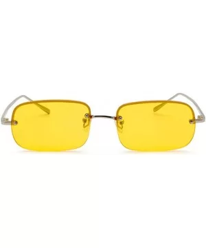 New fashion trend ocean film unisex small frame rectangular metal half frame sunglasses - Yellow - CY18TCYXUCL $9.50 Rectangular