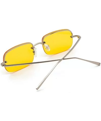 New fashion trend ocean film unisex small frame rectangular metal half frame sunglasses - Yellow - CY18TCYXUCL $9.50 Rectangular