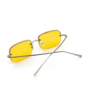 New fashion trend ocean film unisex small frame rectangular metal half frame sunglasses - Yellow - CY18TCYXUCL $9.50 Rectangular