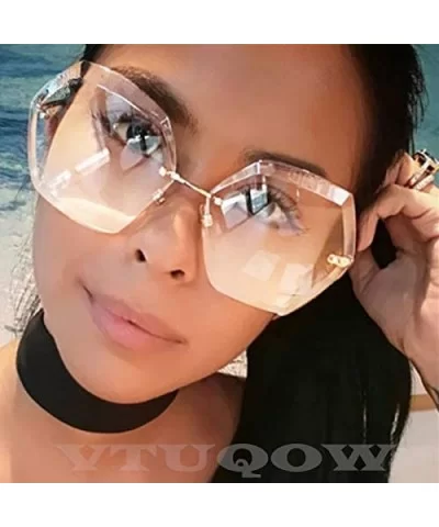 Rimless Sunglasses Women Designer Summer Oversized Vintage Shades Sun Glasses For Women Female Lady Sunglass - CL18Y05KCAG $1...