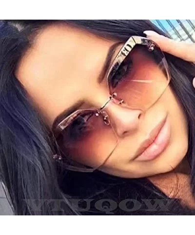 Rimless Sunglasses Women Designer Summer Oversized Vintage Shades Sun Glasses For Women Female Lady Sunglass - CL18Y05KCAG $1...