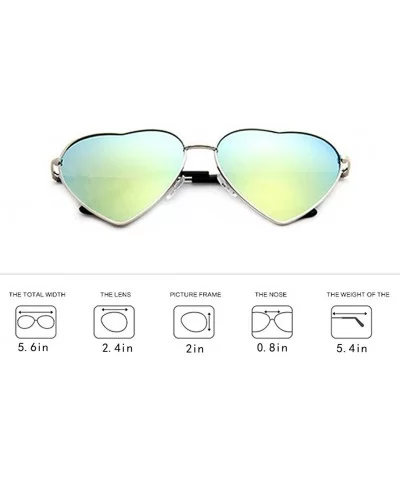 Women Heart Sunglasses Eyewear Beach Viator Mirror Lens Sunglasses - Green - CL18EK3WXED $7.10 Oversized