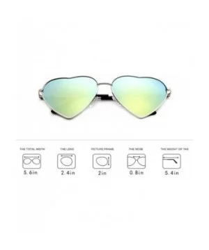 Women Heart Sunglasses Eyewear Beach Viator Mirror Lens Sunglasses - Green - CL18EK3WXED $7.10 Oversized