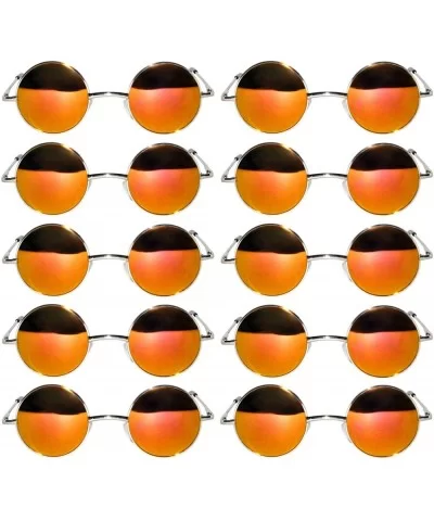 10 Pack Round Retro Vintage Circle Style Sunglasses Colored Small Metal Frame - CQ1853L38MW $17.78 Goggle