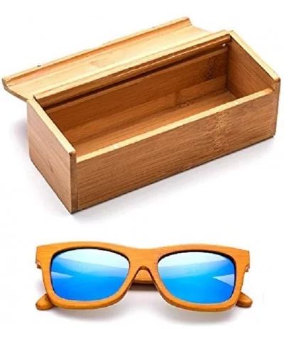 Genuine Handmade Bamboo Sunglasses Anti-Glare Polarized Wooden Spring Hinges with Bamboo box - C017XWO7Q9W $23.47 Wayfarer