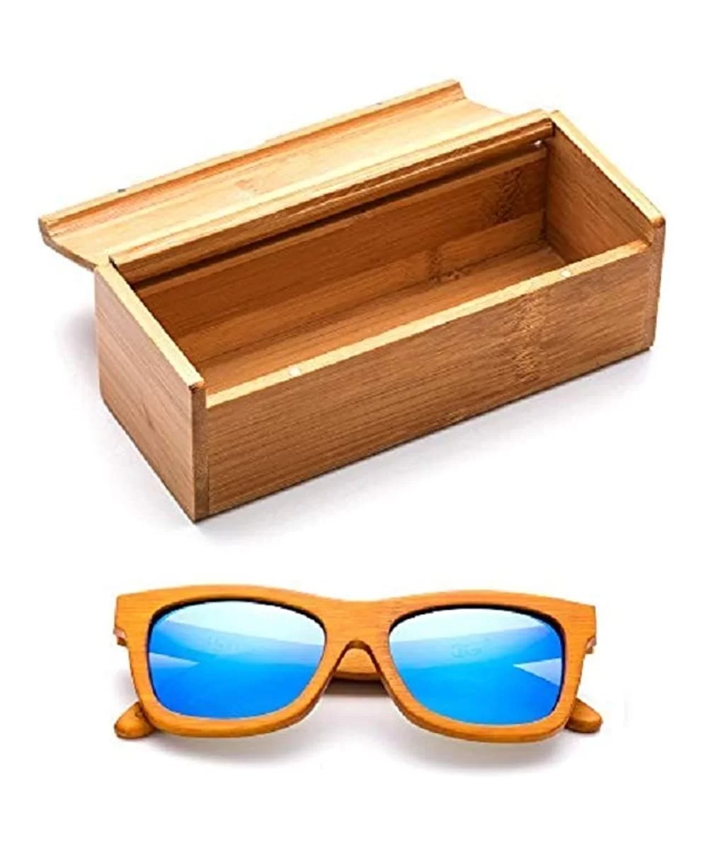 Genuine Handmade Bamboo Sunglasses Anti-Glare Polarized Wooden Spring Hinges with Bamboo box - C017XWO7Q9W $23.47 Wayfarer