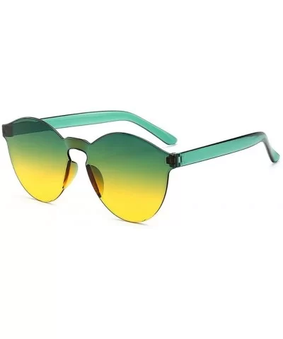 Unisex Fashion Candy Colors Round Outdoor Sunglasses Sunglasses - Green Yellow - CL199X90UNL $9.79 Round