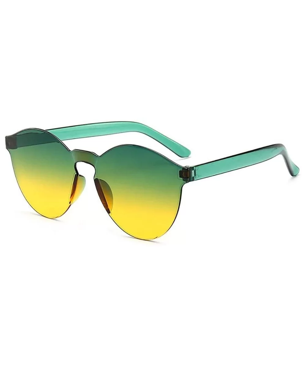 Unisex Fashion Candy Colors Round Outdoor Sunglasses Sunglasses - Green Yellow - CL199X90UNL $9.79 Round