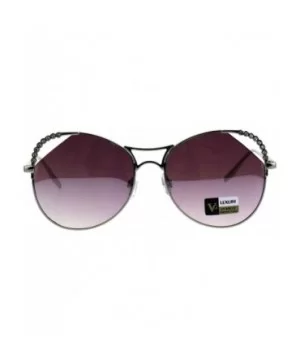 Womens Rhinestone Iced Jewel Horn Metal Rim Butterfly Sunglasses - Silver Purple - CR18GS4A7WA $7.46 Butterfly