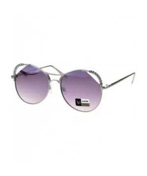 Womens Rhinestone Iced Jewel Horn Metal Rim Butterfly Sunglasses - Silver Purple - CR18GS4A7WA $7.46 Butterfly