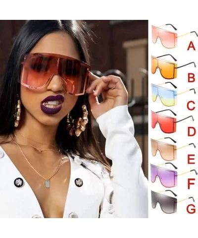 Oversized Square Sunglasses for Women Fashion Rimless Frame Candy Color Eyewear Transparent Glasses - F - C718UU0EAWT $6.92 O...