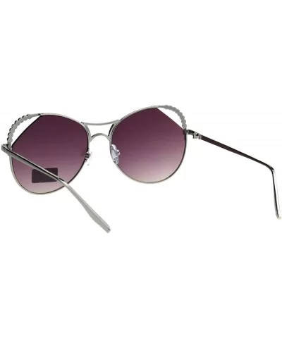 Womens Rhinestone Iced Jewel Horn Metal Rim Butterfly Sunglasses - Silver Purple - CR18GS4A7WA $7.46 Butterfly