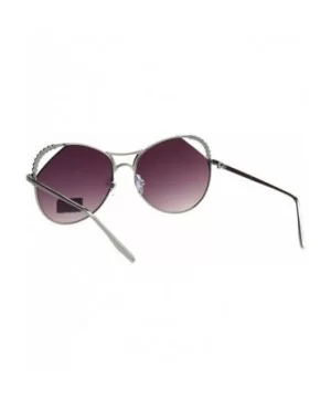 Womens Rhinestone Iced Jewel Horn Metal Rim Butterfly Sunglasses - Silver Purple - CR18GS4A7WA $7.46 Butterfly