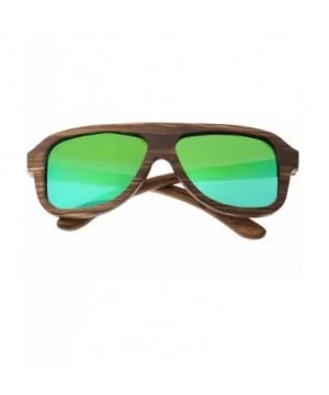 Siesta Wood Sunglasses Wayfarer - Brown Zebra//Green - C211M5J5ONT $41.12 Wayfarer