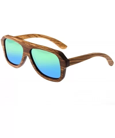 Siesta Wood Sunglasses Wayfarer - Brown Zebra//Green - C211M5J5ONT $41.12 Wayfarer