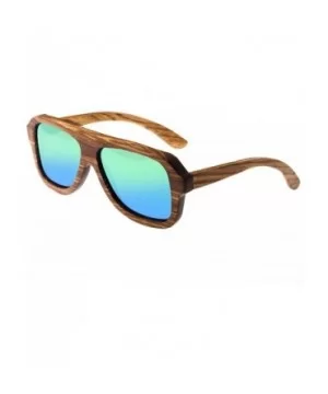 Siesta Wood Sunglasses Wayfarer - Brown Zebra//Green - C211M5J5ONT $41.12 Wayfarer