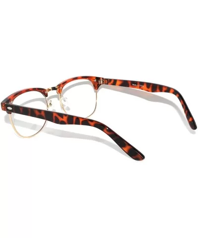 Retro Classic Sunglasses Metal Half Frame With Colored Lens Uv 400 - Leopard-gold Clear Lens - CA11QDD6LTJ $5.38 Wayfarer