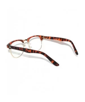 Retro Classic Sunglasses Metal Half Frame With Colored Lens Uv 400 - Leopard-gold Clear Lens - CA11QDD6LTJ $5.38 Wayfarer