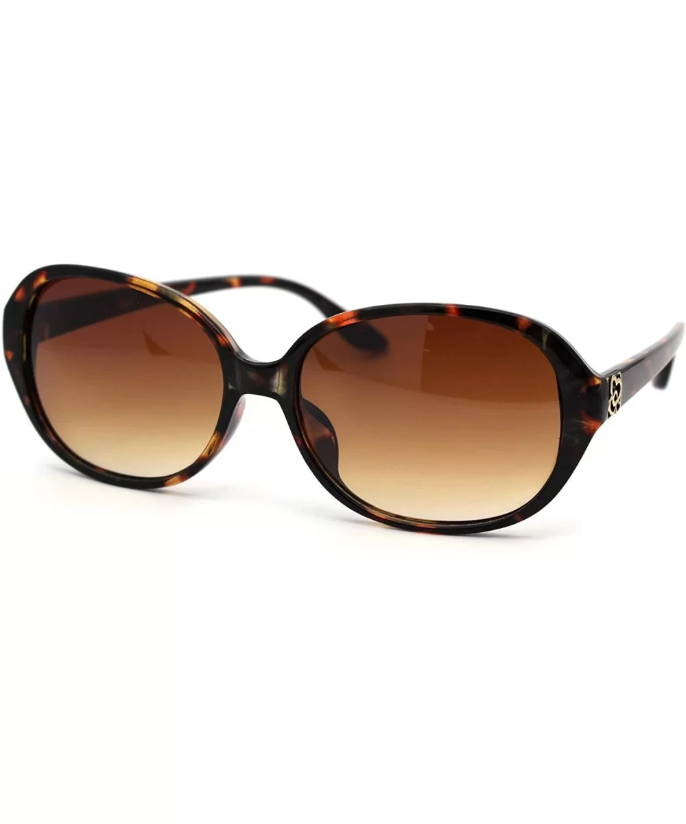 Womens 90s Oval Round Designer Fashion Plastic Sunglasses - Tortoise Brown - CK18WUSKYOT $7.19 Round