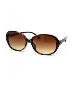 Womens 90s Oval Round Designer Fashion Plastic Sunglasses - Tortoise Brown - CK18WUSKYOT $7.19 Round