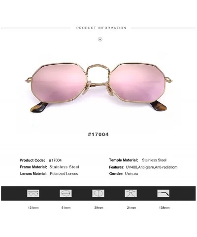 Polarized Metal Polygon Sunglasses Stainless Steel Frames Geometric Hexagonal Lens Shade For Women Men - C5183S2SRGK $10.61 Oval