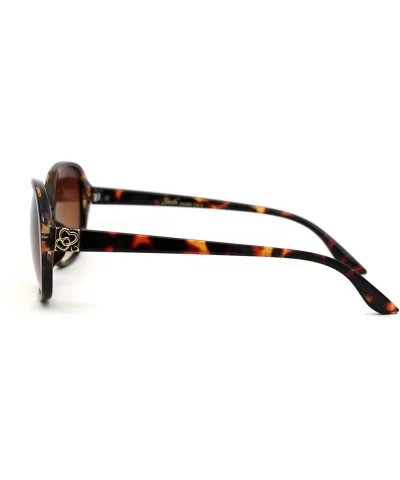 Womens 90s Oval Round Designer Fashion Plastic Sunglasses - Tortoise Brown - CK18WUSKYOT $7.19 Round