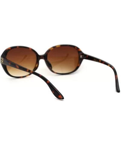 Womens 90s Oval Round Designer Fashion Plastic Sunglasses - Tortoise Brown - CK18WUSKYOT $7.19 Round