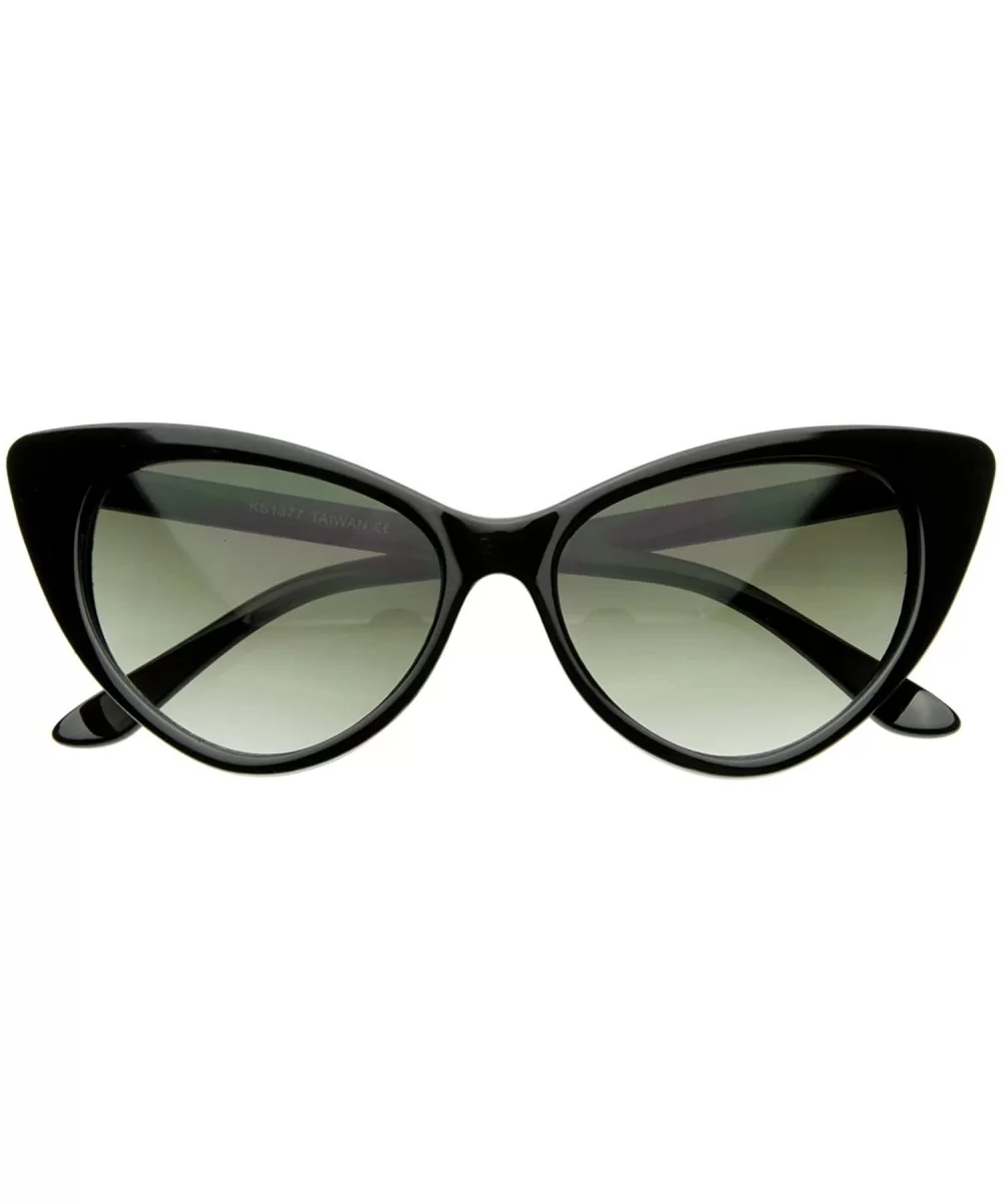 Super Cateyes Vintage Inspired Fashion Mod Chic High Pointed Cat Eye Sunglasses Glasses - Black - CI12BV4YA4B $6.22 Cat Eye