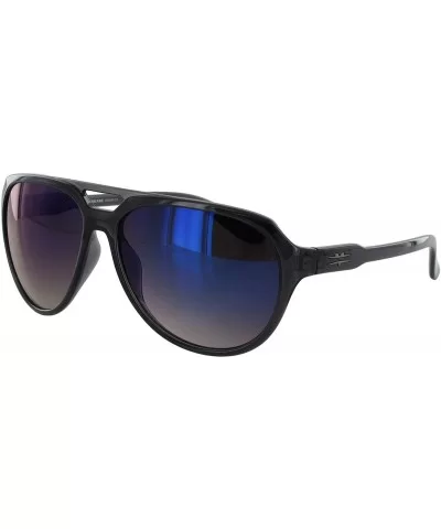 Unisex VE5009 Fashion Aviator Sunglasses - Shiny Black/Blue Lens Ve5009 - CB11RLXNV5R $6.97 Wrap