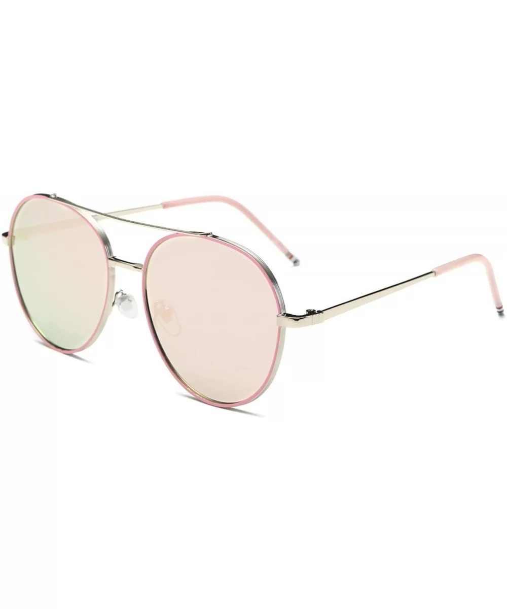 Classic Mirrored Fashion Aviator Sunglasses - Pink - C918WQ6ZDH7 $16.06 Goggle