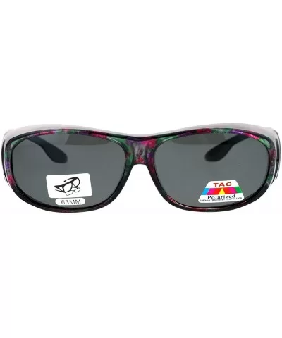 Polarized Womens 63mm Over the Glasses Rectangular Fit Over Sunglasses - Flower - CW12NEQKC2C $9.85 Rectangular