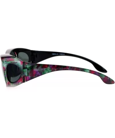 Polarized Womens 63mm Over the Glasses Rectangular Fit Over Sunglasses - Flower - CW12NEQKC2C $9.85 Rectangular