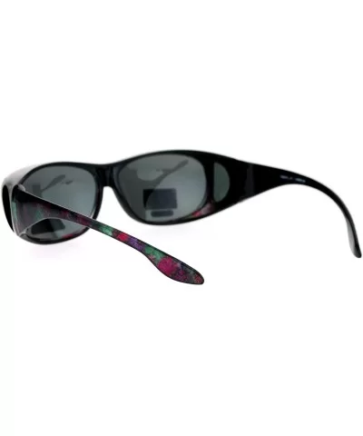 Polarized Womens 63mm Over the Glasses Rectangular Fit Over Sunglasses - Flower - CW12NEQKC2C $9.85 Rectangular