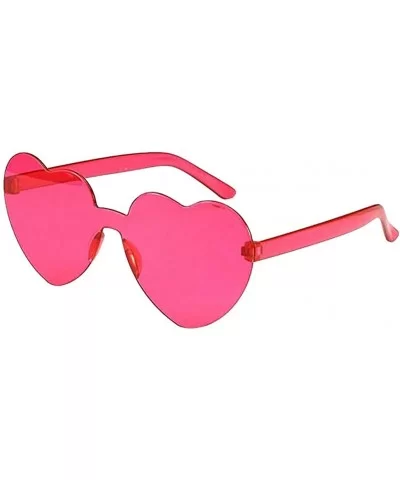 Heart Shape Rimless Sunglasses Candy Color Frameless Glasses Love Eyewear - Hot Pink - C119073YLSX $5.94 Rimless