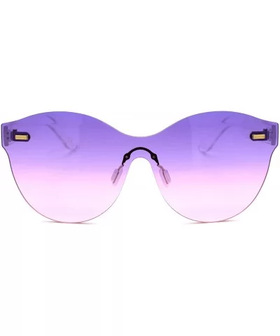 Oceanic Gradient Lens Womens Rimless Shield Round Sunglasses - Purple Pink - CB18W8KLXZ8 $7.03 Shield