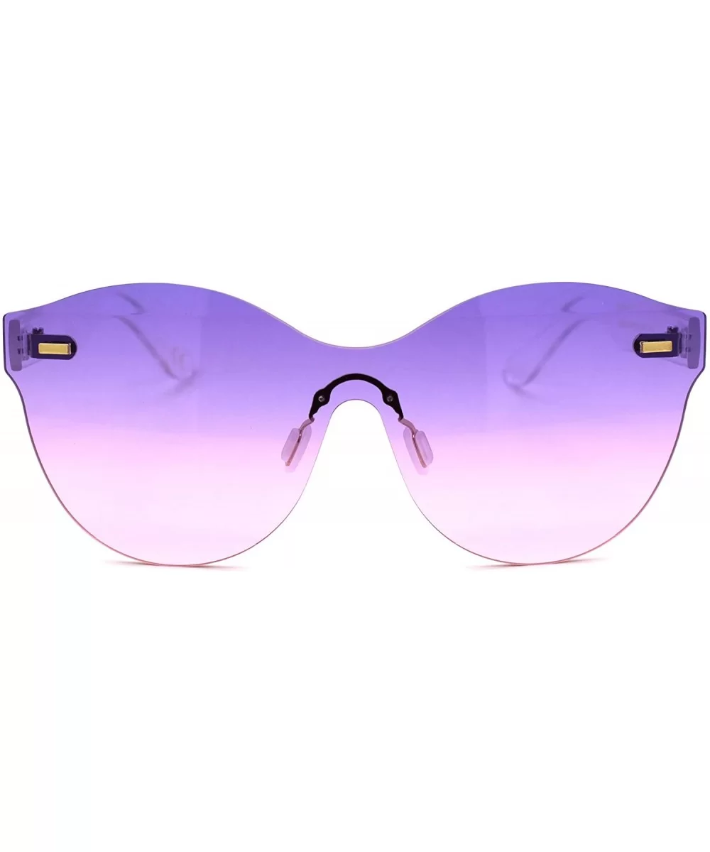 Oceanic Gradient Lens Womens Rimless Shield Round Sunglasses - Purple Pink - CB18W8KLXZ8 $7.03 Shield