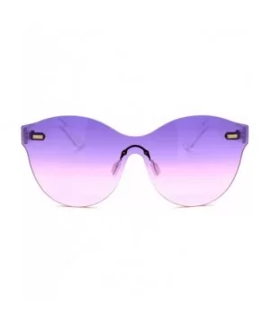 Oceanic Gradient Lens Womens Rimless Shield Round Sunglasses - Purple Pink - CB18W8KLXZ8 $7.03 Shield