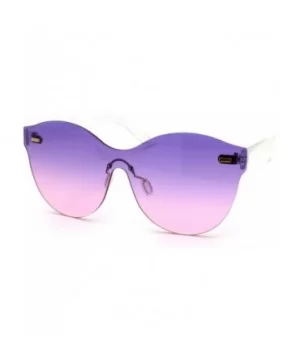 Oceanic Gradient Lens Womens Rimless Shield Round Sunglasses - Purple Pink - CB18W8KLXZ8 $7.03 Shield