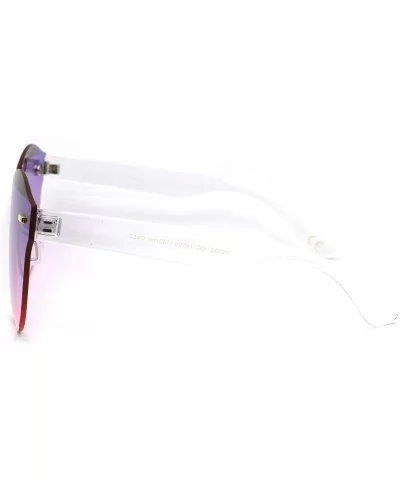 Oceanic Gradient Lens Womens Rimless Shield Round Sunglasses - Purple Pink - CB18W8KLXZ8 $7.03 Shield