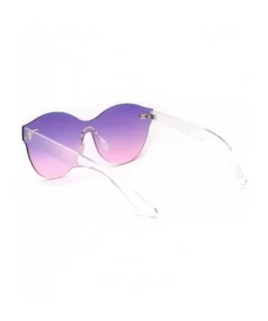 Oceanic Gradient Lens Womens Rimless Shield Round Sunglasses - Purple Pink - CB18W8KLXZ8 $7.03 Shield