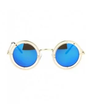 Victorian Steam Punk Double Frame Round Circle Lens Sunglasses - Gold Blue - CF12L9XNHSZ $9.90 Round