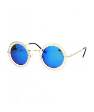 Victorian Steam Punk Double Frame Round Circle Lens Sunglasses - Gold Blue - CF12L9XNHSZ $9.90 Round