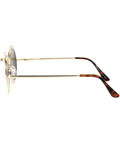 Victorian Steam Punk Double Frame Round Circle Lens Sunglasses - Gold Blue - CF12L9XNHSZ $9.90 Round