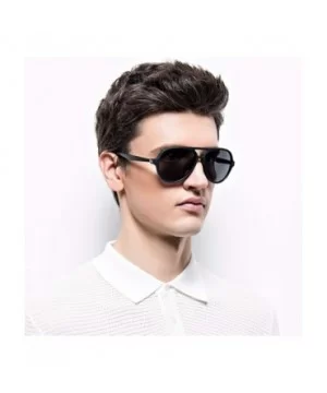 Aviator Twin-Beams Polarized Lightweight Sunglasses Plastic Oval Classic Double Bridge Frame For Men - CB193LG059G $9.12 Over...