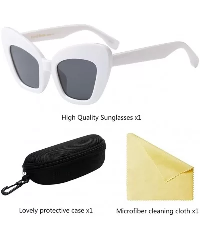 Retro Sunglasses Women Cat Eye Frame Design Eyewear Ladies Clarity UV400 - White - C518G7T36C7 $8.81 Wayfarer